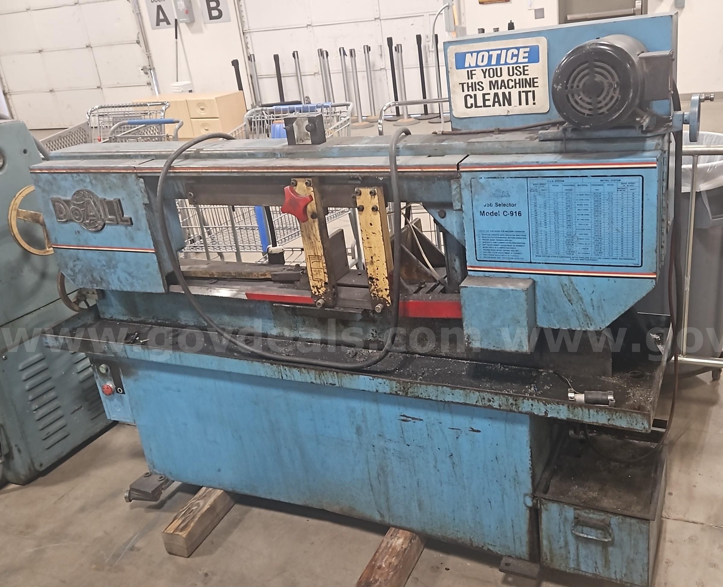 コロワイド 39500円分 Heavy-Duty DoALL Model C-916M Horizontal Bandsaw | GovDeals