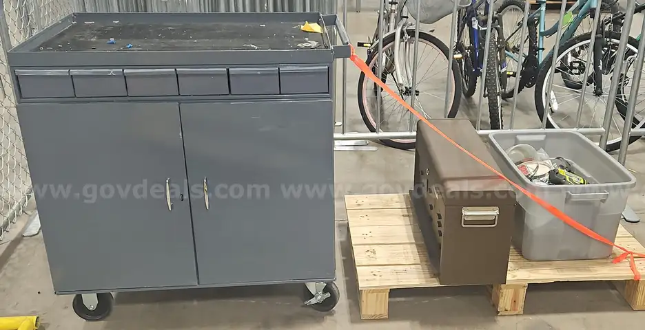 Heavy-Duty Rolling Tool Cabinet with Storage Drawers, Toolboxes &#x26; Assorted Hardware