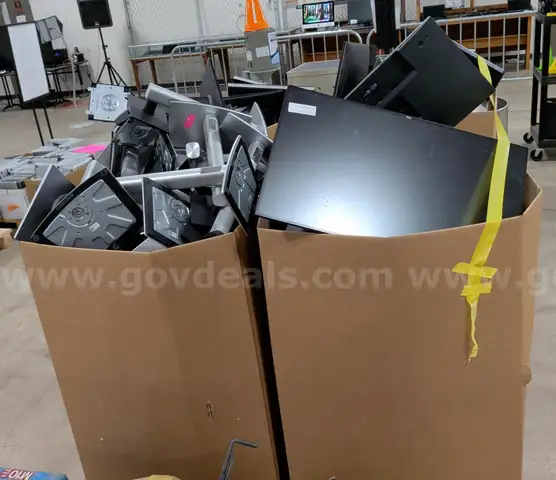 4 Bins of Monitors & Stands