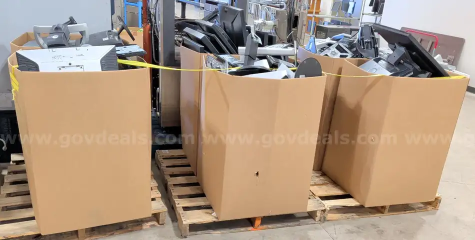 6 Bins of Monitors & Stands
