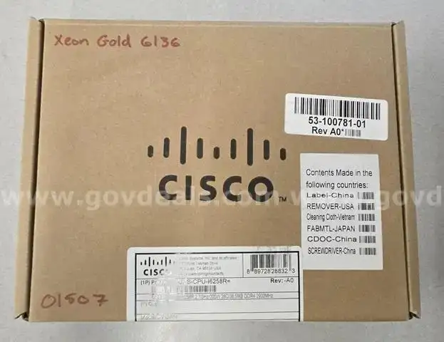 UCS-CPU-6136= Cisco 3.00GHz 24.75MB L3 Cache Socket LGA3647 (Juneau, AK)