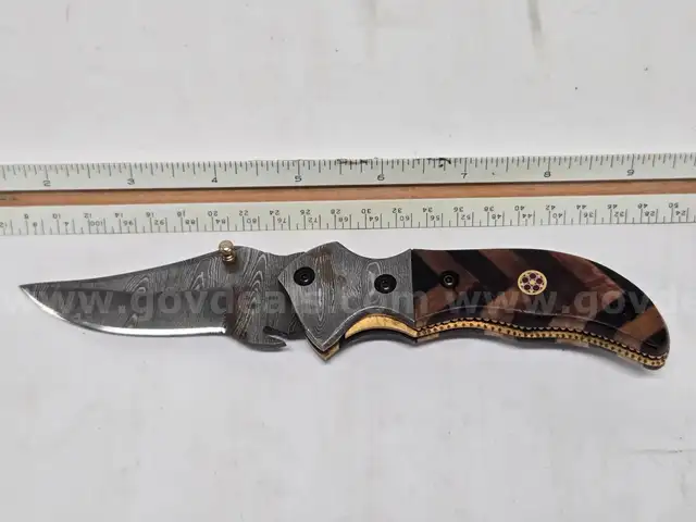 Pal 2000 Handmade Damascus Steel Blade Folding Knife (Anchorage, AK)