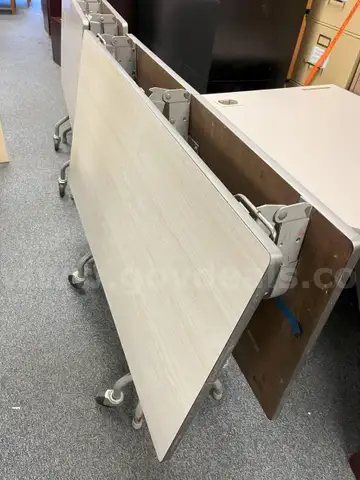 Two Folding Tables with Wheels