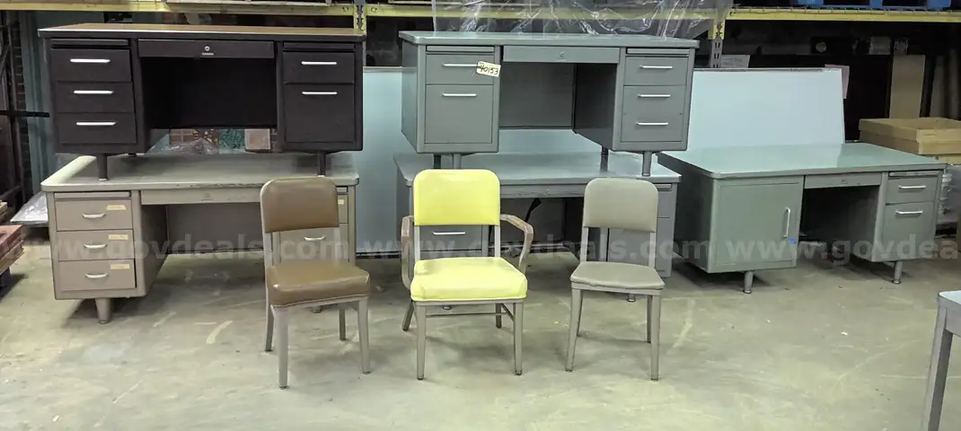 Desks, Tables, Chairs, Bookcase and Storage Cabinet