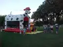 Sparky the Dog inflatable bounce house with slide