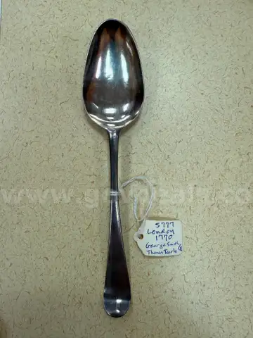 Sterling silver serving spoon, London 1770, George Smith &#x26; Thomas Tearle, 35.3 g