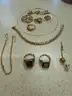 Collection of yellow gold jewelry, various pieces including 14k and 10k items