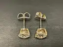 Gold Earrings with Diamonds, 2g