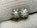 Gold Earrings with Diamonds, 2g