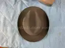 Fashion Hat Labeled Albertini Rabbit Fur Felt, Model J2110, Size 59 7 3/8 with Hat Storage Box