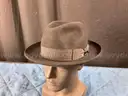 Fashion Hat Labeled Albertini Rabbit Fur Felt, Model J2110, Size 59 7 3/8 with Hat Storage Box