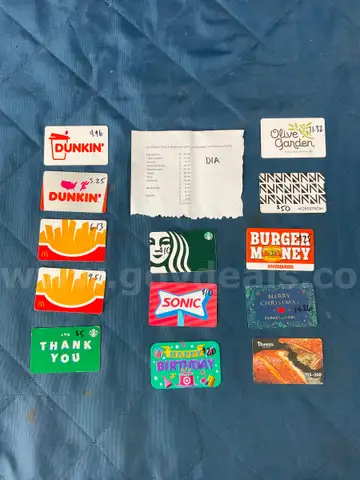 Lot of Retail Store and Restaurant Gift Cards, Total Value $177