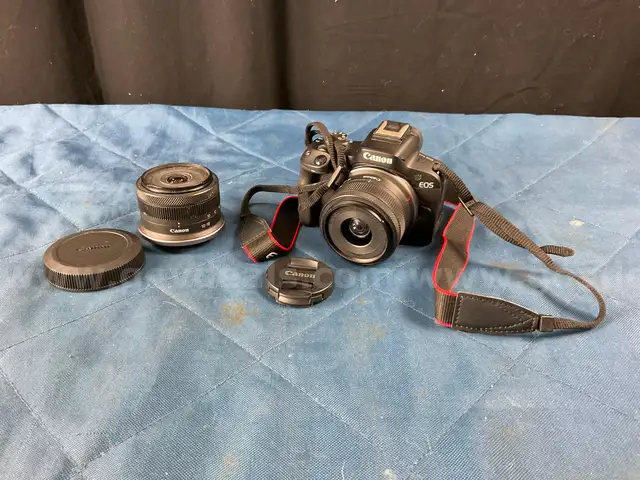 Canon EOS R50 Digital Camera with 2 - Lenses, Powers On: 1 - Canon 18-45 Lens and 1 - Canon 10-18