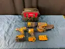 Husky Tool Bag with 3 - DeWalt Power Tools and 1 - Charger, All Power On