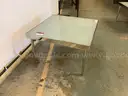Unbranded Metal and Glass Table, 26&#x22; x 26&#x22; x 16&#x22; (Chipped Glass)
