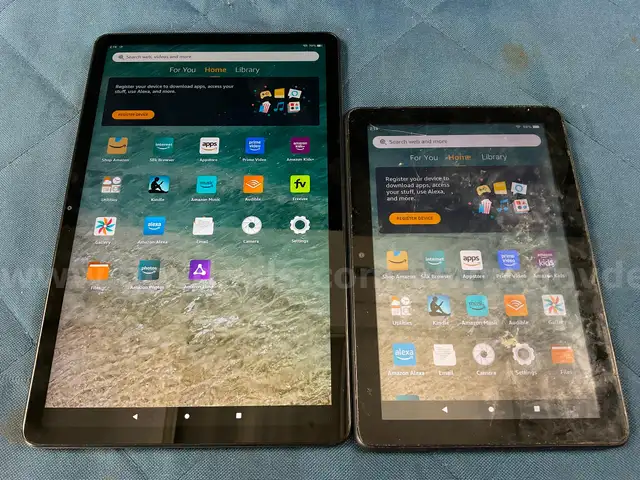 2 - Amazon Fire (Unlocked) Tablets, Both Power On