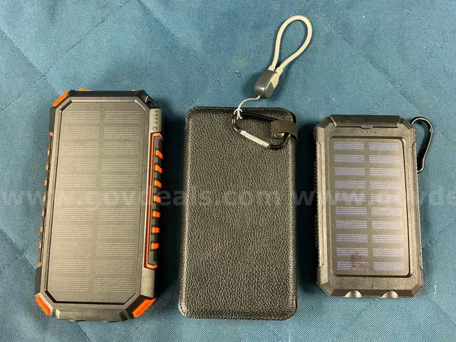 3 - Solar Power Banks with Flashlights: 1 - 26800mAh, 1 - 20,000mAh and 1 - Unknown
