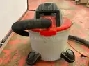Ridged Shop Vacuum Model WD09450, Powers On (Tape on Hose, Missing Wheel)