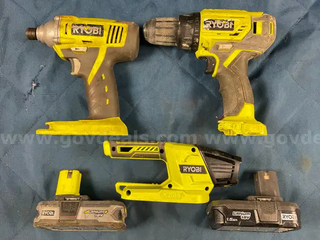3 - Ryobi Cordless Power Tools &#x26; 2 - Batteries
