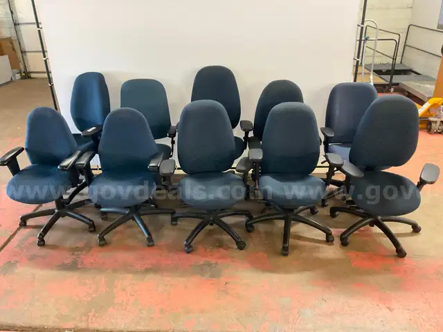 10 - Blue Rolling Office Chairs