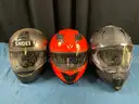 3 - Motorcycle Helmets: 1Storm L, O&#x27;Neal S &#x26; Shoel XL