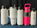 9 - Water Bottles, Labeled as Yeti, Hydroflask &#x26; Stanley