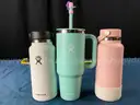 9 - Water Bottles, Labeled as Yeti, Hydroflask &#x26; Stanley