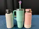 9 - Water Bottles, Labeled as Yeti, Hydroflask &#x26; Stanley