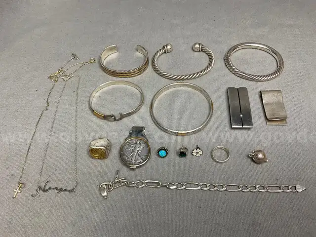Lot of Sterling Silver Jewelry, 253 Grams Total Weight