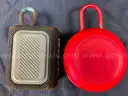 3 - JBL Bluetooth Speakers: 1 - Flip 4, 1 - Clip 3 and 1 - Go 3, All Power On