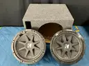 2 - Kicker Comp 12&#x22; Subwoofers Model 43C124 (Both Damaged) with Unfinished Speaker Box