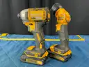 2 - Dewalt Cordless Power Tools With 2 - Batteries: Work Light, Model DCL040 &#x26; 1/4&#x22; Impact Driver, Model DCF787