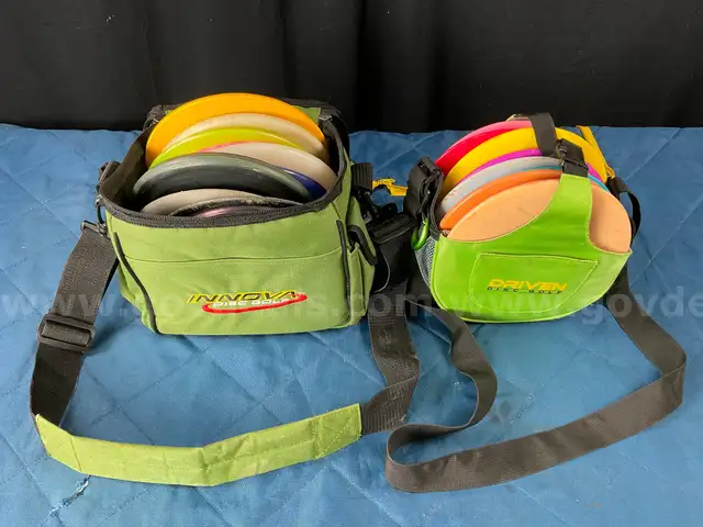 18 - Disc Golf Discs With 2 - Carrying Cases: Innova &#x26; Driven