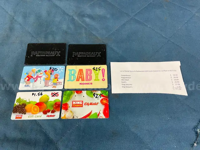 Lot of Retail Store &#x26; Restaurant Gift Cards, Total Balance $171.56