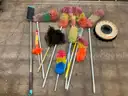 Plastic Container With Misc Janitorial Equipment