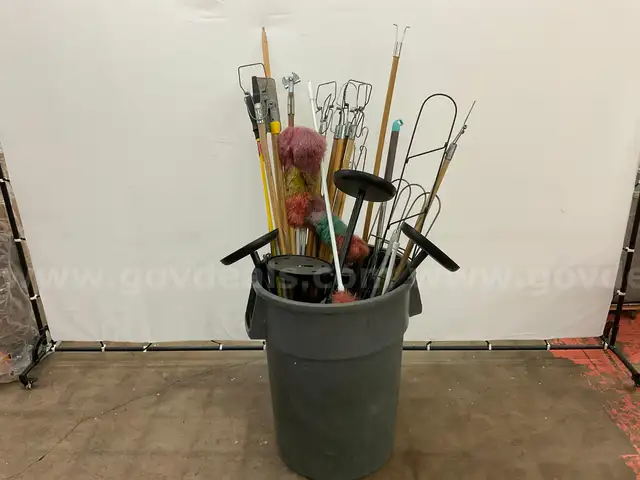 Plastic Container With Misc Janitorial Equipment