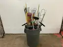Plastic Container With Misc Janitorial Equipment