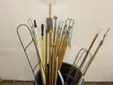 Plastic Container With Misc Janitorial Equipment