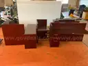 Krug Office Desk Disassembled With Wall Cabinet, Lights Power On