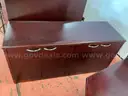 Krug Office Desk Disassembled With Wall Cabinet, Lights Power On