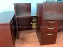 Krug Office Desk Disassembled With Wall Cabinet, Lights Power On