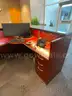 Krug Office Desk Disassembled With Wall Cabinet, Lights Power On