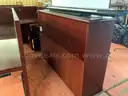 Krug Office Desk Disassembled With Wall Cabinet, Lights Power On