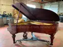 Steinway &#x26; Sons Piano With Cover, Wheels &#x26; Bench, 78&#x22;x58&#x22;x36&#x22;