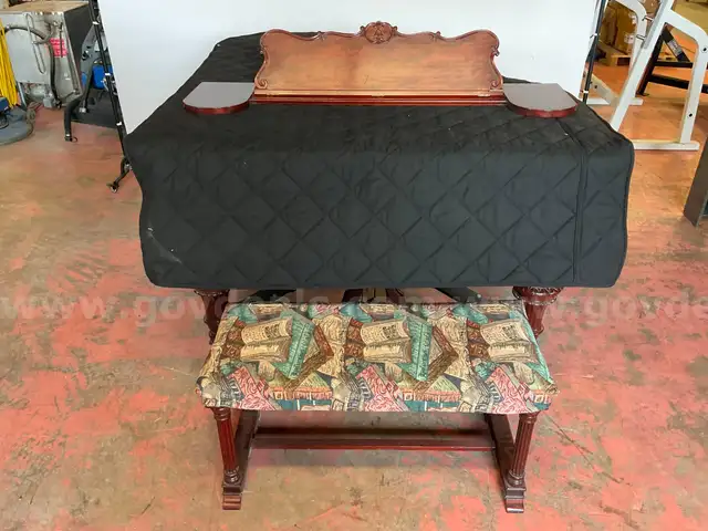 Steinway &#x26; Sons Piano With Cover, Wheels &#x26; Bench, 78&#x22;x58&#x22;x36&#x22;
