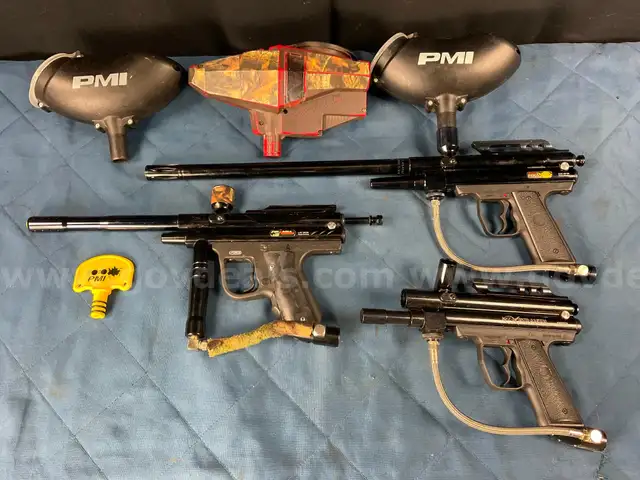3 - Piranha Paintball Guns With Accessories