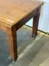 Unknown Brand Wooden Table on Wheels, (L) 32.5&#x22; x (W) 60&#x22; x (H) 30&#x22; with Light Wear