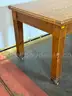 Unknown Brand Wooden Table on Wheels, (L) 32.5&#x22; x (W) 60&#x22; x (H) 30&#x22; with Light Wear