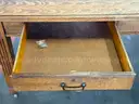 Unknown Brand Wooden Table on Wheels, (L) 32.5&#x22; x (W) 60&#x22; x (H) 30&#x22; with Light Wear
