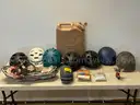 Lot of Misc. Helmets, Fishing Equipment and Camping Goods